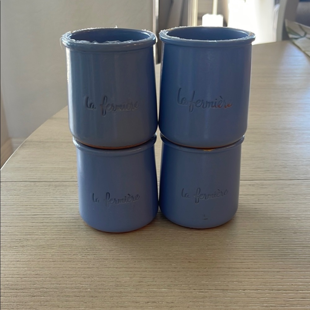 Blue Ceramic Yogurt Pots